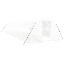 Tienda de jardín para plantas, flores y verduras con estructura de acero 36 m² 12 x 3 x 2 m blanca 02_0044577