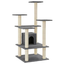 Kattenboom meubel toren klimmen speelgoed krabben krabpaal klimplatform met sisal krabbers donker 110 cm grijs 02_0022643
