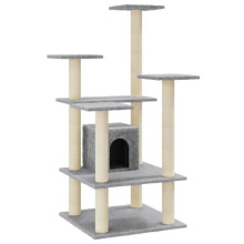 Kattenboom meubel toren klimmen speelgoed krabgenest krabber klimplatform met sisal krabpalen lichtgrijs 110 cm grijs 02_0022549