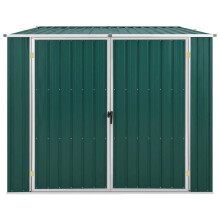 Box da giardino - Acciaio zincato - 195 x 198 x 159 cm - Apertura doppia - Verde - Duraturo