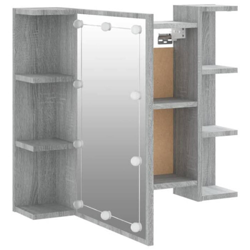 Armadio da bagno mobile con specchio e LED 70 x 16,5 x 60 cm 2