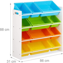 Scaffale per bambini con 9 scatole di stoccaggio per giocattoli colorate in MDF plastica 88 cm multicolore 13_0001178_3