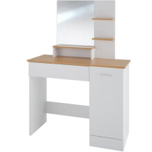 Coiffeuse avec miroir tiroir table de maquillage élégante moderne 137,5 cm blanche 08_0000240
