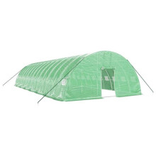 Serre tent beschutting plant bloem groenten met stalen frame 84 m² 14 x 6 x 2,85 m groen 02_0044638