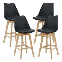 Barstoelen - Set van 4 - Zwart - Kunststof en beukenhout - 105 x 48 x 58 cm - Hedendaags design