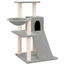 Kattenboom - HELLOSHOP26 - 82 cm - Lichtgrijs - Engineeringhout - Natuurlijke sisal