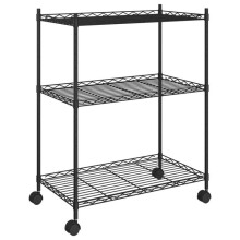 Opslagrek met 3 niveaus en wielen 60 x 35 x 81 cm 150 kg zwart 02_0045691