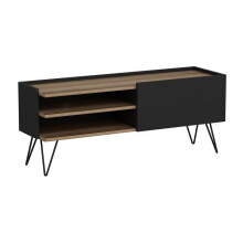 Móvel de TV com porta 50 x 124 x 37 cm preto / efeito madeira 03_0007751