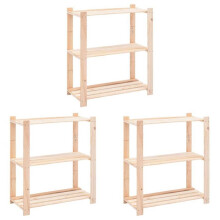 Opbergplanken - HELLOSHOP26 - 3 niveaus - Massief hout - 80 x 38 x 90 cm - 150 kg