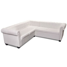 Sofá de canto chesterfield 5 lugares em couro sintético branco 02_0020233