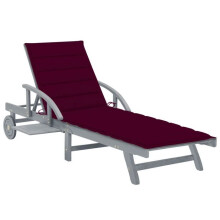 Chaise longue - Acácia - Cinza - Confortável - Ajustável - Com almofada