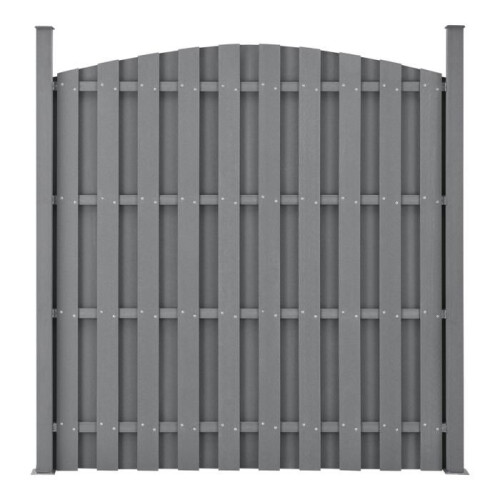 Sichtschutzzaun - WPC - Halbrund - 4 Teile - 185 x 747 cm - Grau 2