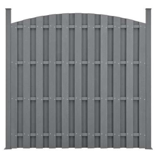 Sichtschutzzaun - WPC - Halbrund - 4 Teile - 185 x 747 cm - Grau 1