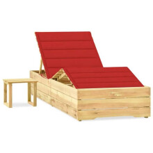 Transat Liegestuhl Sonnenliege Gartenbett Terrassenmöbel für den Außenbereich 198 cm mit Tisch und Kissen impregnierte Kiefer 02_0012682