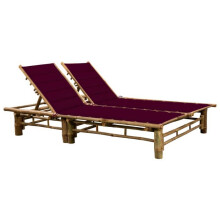 Transat chaise longue bain de soleil lit de jardin terraço móvel de exterior para 2 pessoas com almofadas bambu 02_0012900