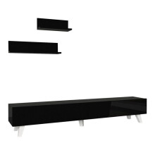 Conjunto de móvel para TV e 2 prateleiras 180 x 31 x 33 cm preto 03_0007890