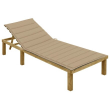Transat - Imp - Silla larga de madera - Cojín beige - Resistente a la intemperie - Ajustable