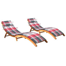 Sofá cama - Multicolor - Pack de 2 - Madera de acacia - Plegable - Resistente a la intemperie