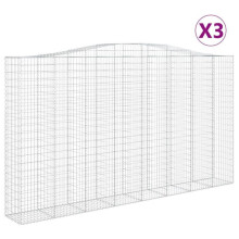 Paniers à gabions clôture cage mur de soutènement arqués 3 pcs 400 x 50 x 220/240 cm fer galvanisé Argent 02_0040808