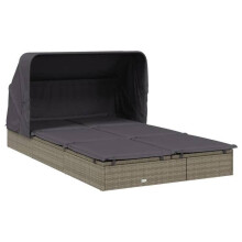 Transat de chaise longa 2 lugares com teto dobrável 213 x 118 x 97 cm cinza