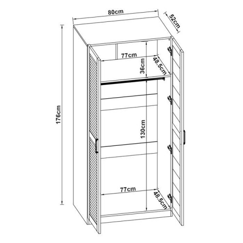 Kast - Modern - 2 deuren - MDF - Donker walnoteneffect - 176 x 80 x 52 cm 1
