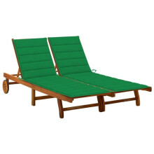 Transat chaise longue de jardim, móvel de exterior para 2 lugares com almofadas, acácia sólida 02_0012236