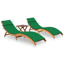 Transat - Acácia - Conjunto de 2 espreguiçadeiras - Resistente às intempéries - Dobrável - Com mesa e almofadas