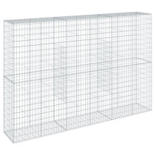 Panier gabion clôture cage mur de soutènement avec couvercle 300 x 50 x 200 cm fer galvanisé Argent 02_0040155