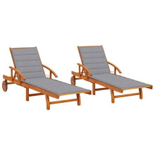 Transat - HELLOSHOP26 - Lote de 2 - Madera de acacia - Cojines incluidos - Resistente a las inclemencias del tiempo