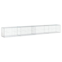 Panier gabion clôture cage mur de soutènement avec couvercle 400 x 50 x 50 cm fer galvanisé Argent 02_0040166
