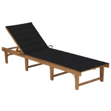 Transat chaise longue zonnebade bed voor in de tuin terras meubilair voor buiten opvouwbaar met kussen van massief acaciahout 02_0012840