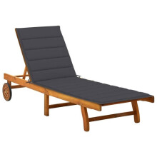 Transat silla larga tumbona jardín terraza mueble exterior con cojín de madera de acacia sólida 02_0012375
