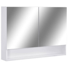 Armario con espejo LED - Blanco - 80 x 15 x 60 cm - MDF melanina - 2 puertas - 3 estantes