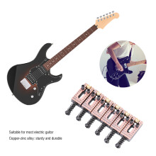 6 Stück Kupfer-Zink-Gitarren-Sättel mit Roller-Brücke, Roter Kupfer