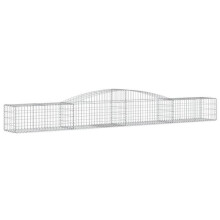Panier de gabions clôture cage mur de soutènement arqué 400 x 50 x 40/60 cm fer galvanisé Argent 02_0040098