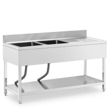 Lavello inox professionale 2 vasche 160 x 60 x 97 cm acciaio inox argentato 14_0009565