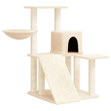 Arranha-céus para gatos móvel torre escalar brinquedo arranhar raspador escalada plataforma com arranhadores em sisal 82 cm creme 02_0022524