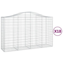 Paniers à gabions clôture cage mur de soutènement arqués 18 pcs 200 x 50 x 120/140 cm fer galvanisé Argent 02_0040497