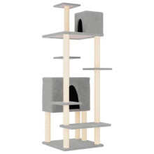 Kattenboom - HELLOSHOP26 - Klimtoren - 154 cm - Lichtgrijs - Sisal krabpalen