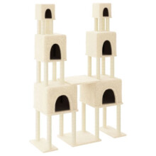 Kattenboom meubel toren klimspel speelgoed krabplek krabpaal klimplatform met sisal krabbers 199 cm crème 02_0022509