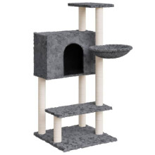 Kattenboom meubel toren klim speelgoed krabpen krabber klimmend platform met sisal krabpalen donker 108,5 cm grijs 02_0022639