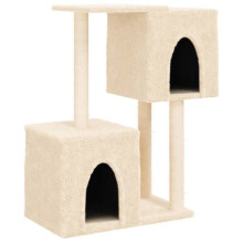 Árvore de gato móvel torre de escalada brinquedo arranhador escada plataforma com arranhadores de sisal 86 cm creme 02_0022531