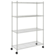Opslagrek 4 niveaus wielen 90 x 35 x 137 cm chroom 200 kg
