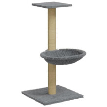 Kattenboom - HELLOSHOP26 - Klimtoren - Sisal krabpaal - 74 cm - Lichtgrijs