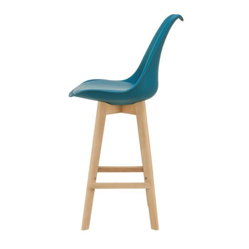 Cadeiras de bar - HELLOSHOP26 - Conjunto de 6 - Plástico e faia - 105x48x58 cm - Turquesa 1