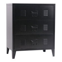 Cômoda - en.casa - Metálica - 3 gavetas - Estilo industrial - Preto
