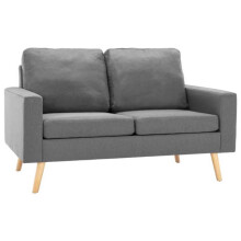 Conjunto de sofás 2 peças tecido cinza claro 02_0020005