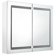 Spiegelschrank mit LED-Bilder 80 x 12 x 68 cm in glänzendem Weiß