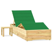 Transat - HELLOSHOP26 - Chaise longa em madeira - Resistente às intempéries - Ajustável - Com almofada verde