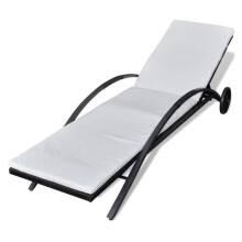 Transat - HELLOSHOP26 - Chaise longue - Resina trançada preta - Encosto ajustável - Almofada removível